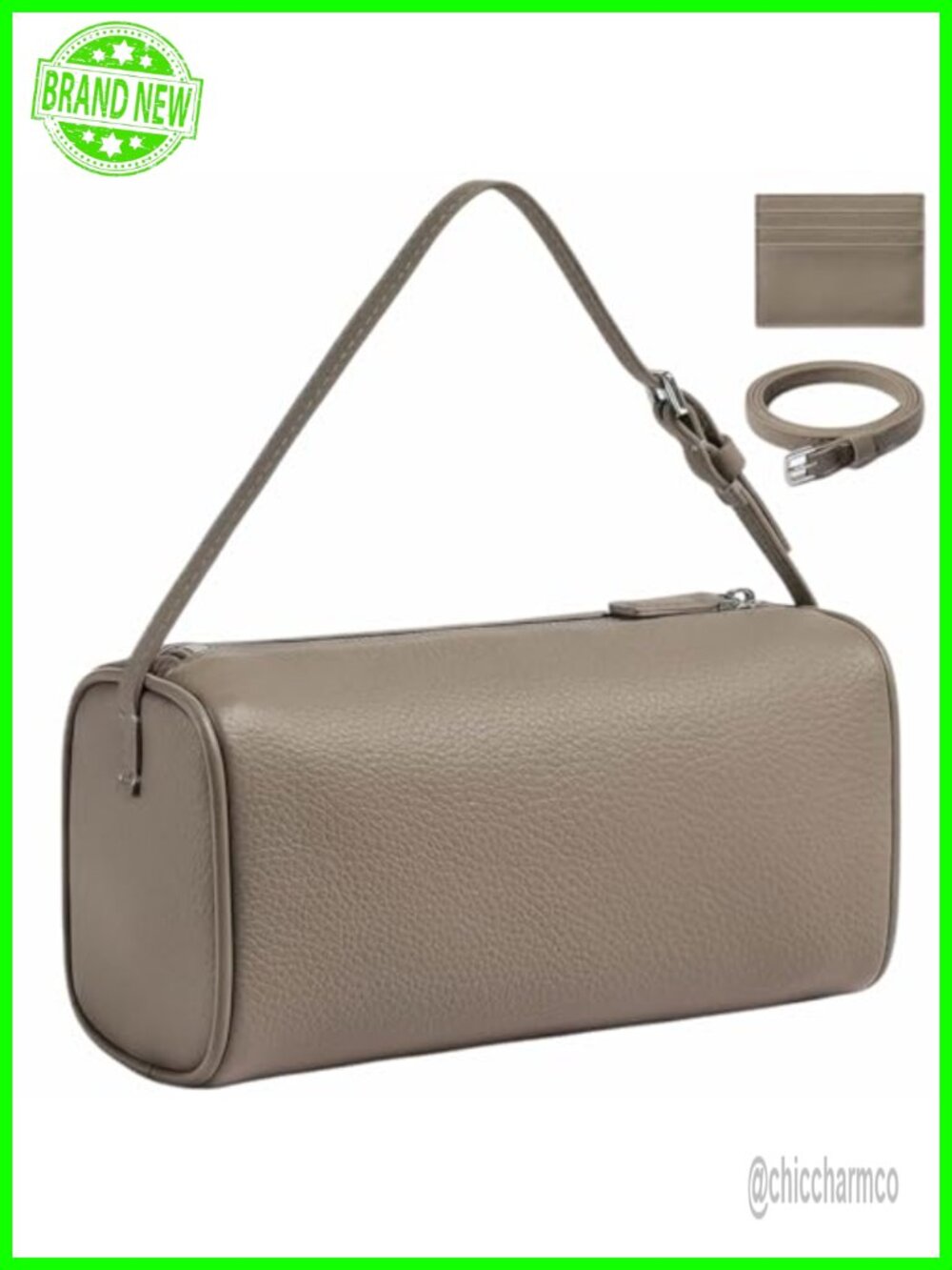Premium Leather Crossbody Bag Barrel Shoulder Purse Adjustable Strap Small Women
